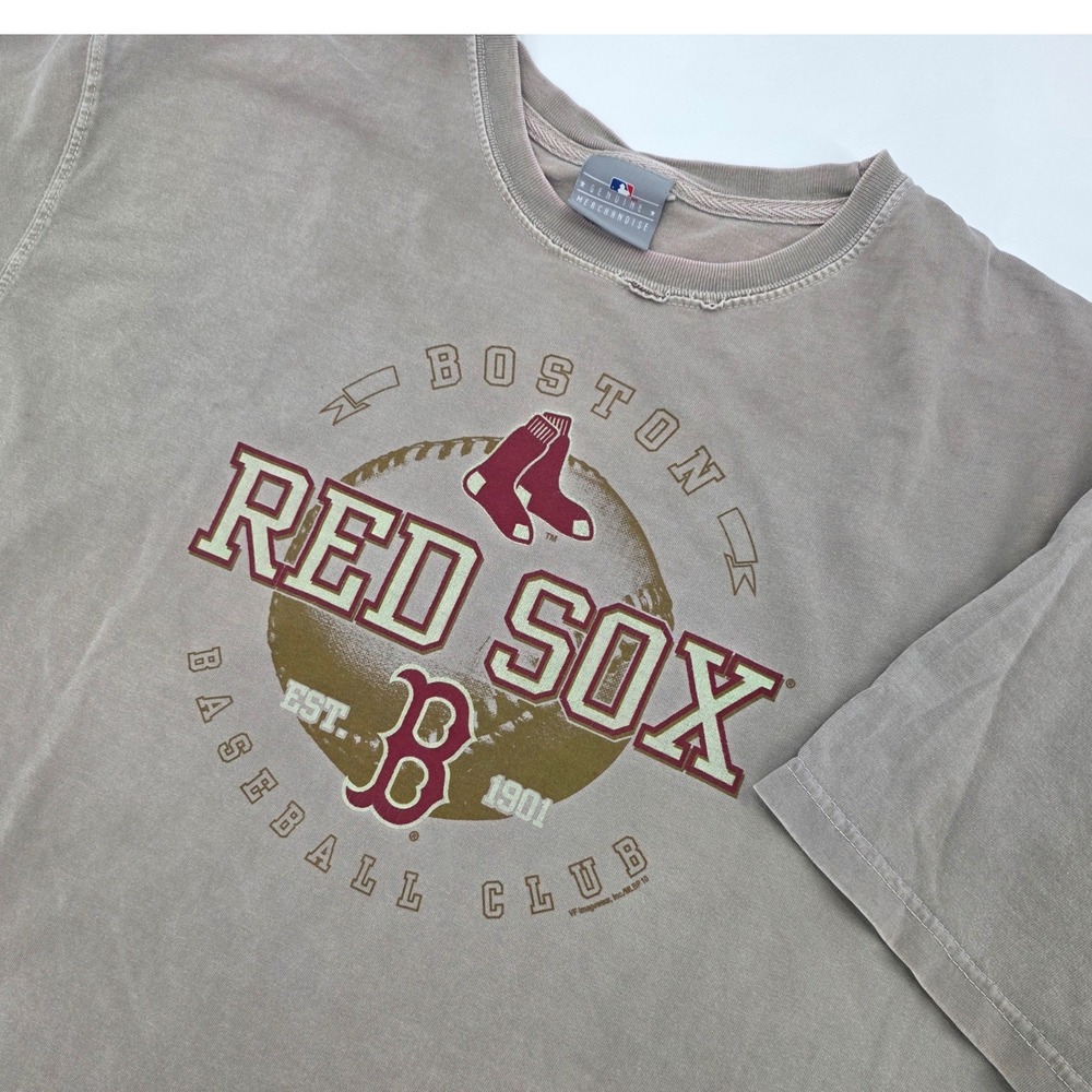 VINTAGE Y2K‎ BOSTON RED SOX SHIRT MENS LARGE TAN GRAPHIC MLB GENUINE MERCHANDISE